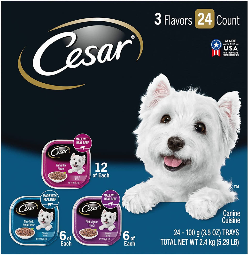 Cesar Canine Cuisine Gourmet Filets Multi-Pack Wet Dog Food - 3.5 oz - Case of 24  