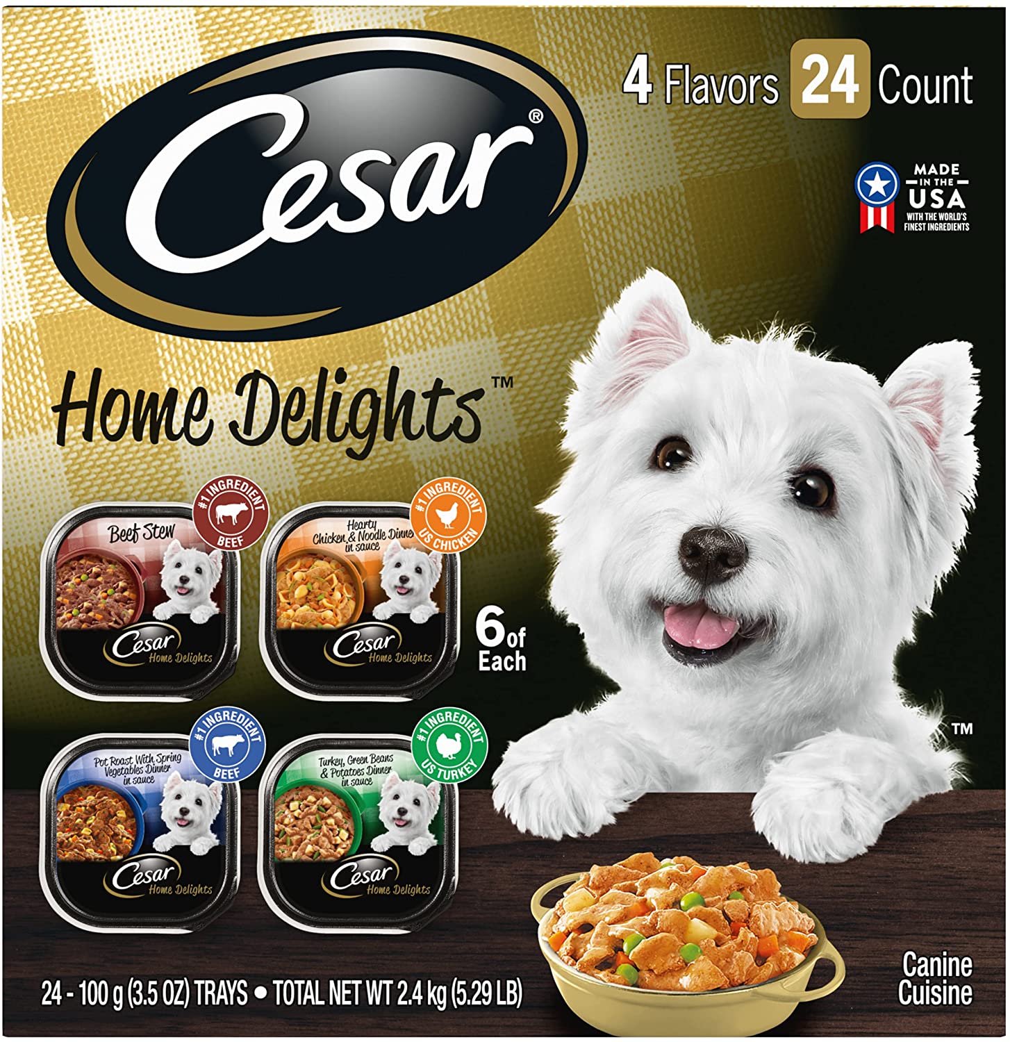 Cesar Canine Cuisine Home Delights Multi-Pack Wet Dog Food - 3.5 oz - Case of 24  