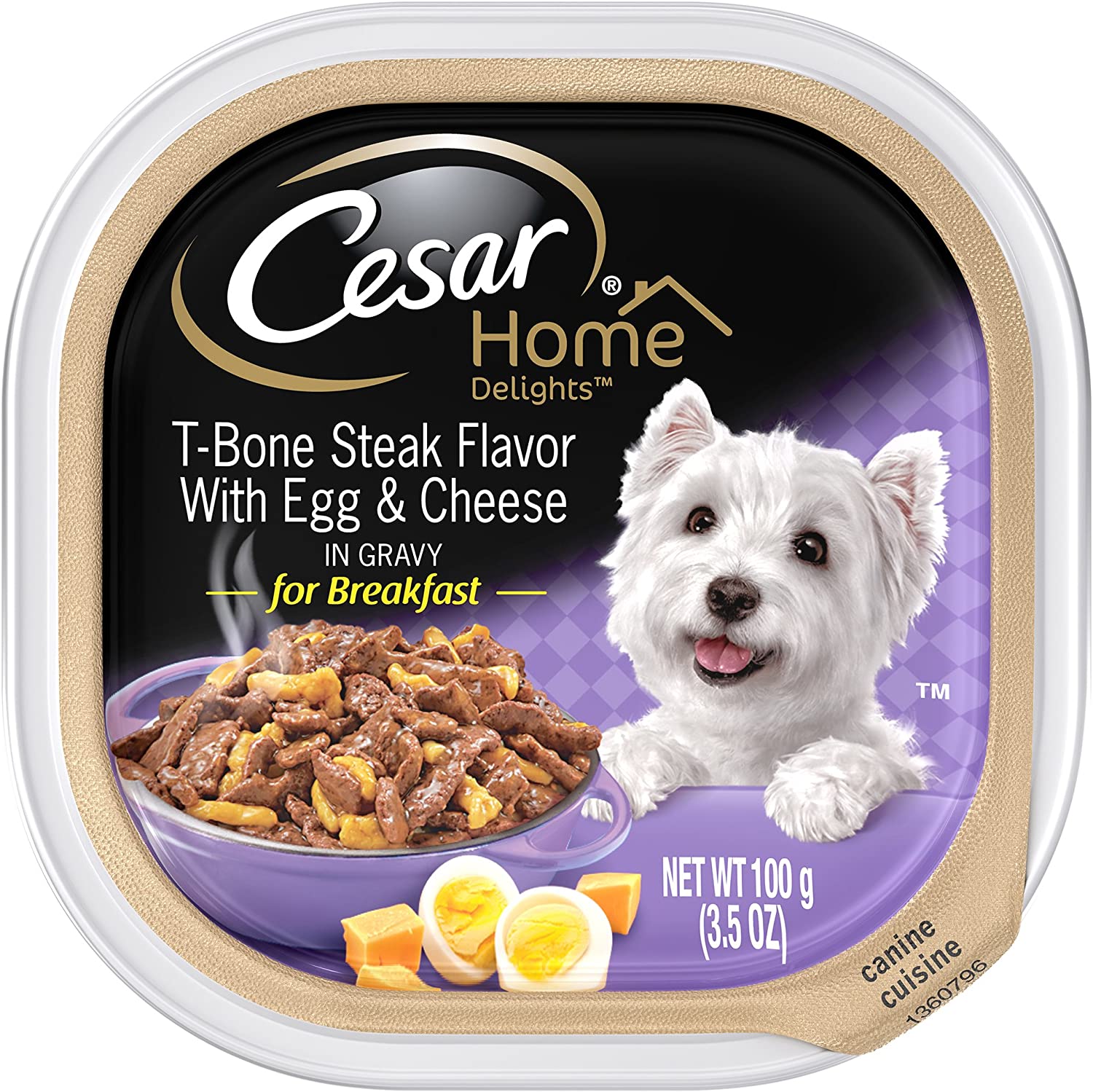 Cesar Canine Cuisine Home Delights T-Bone Steak with Egg & Cheese Wet Dog Food - 3.5 oz - Case of 24  