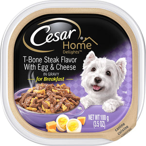 Cesar Canine Cuisine Home Delights T-Bone Steak with Egg & Cheese Wet Dog Food - 3.5 oz...