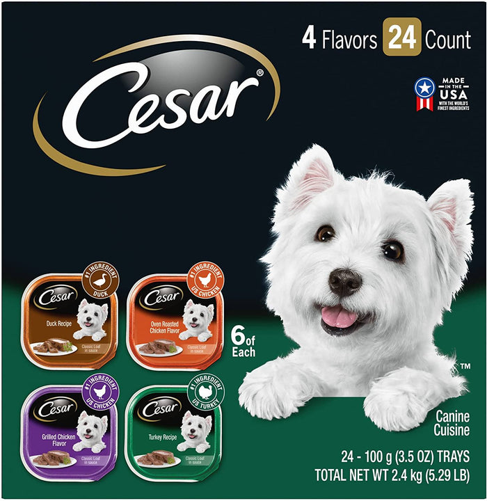 Cesar Canine Cuisine Poultry Multi-Pack Wet Dog Food - 3.5 oz - Case of 24