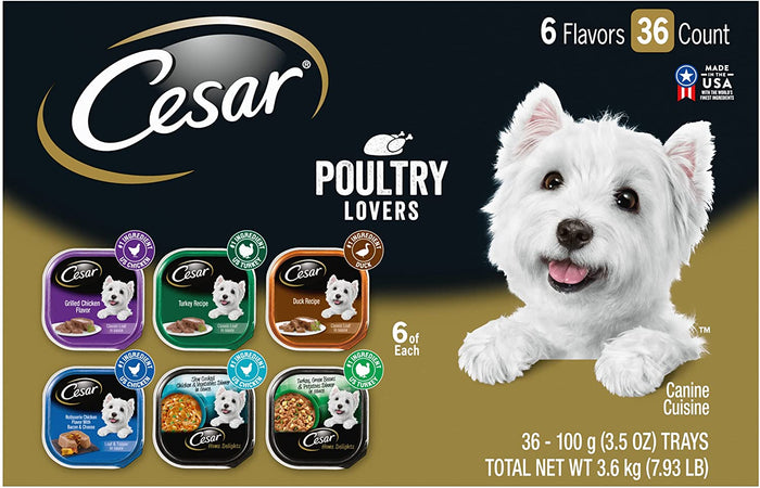 Cesar Canine Cuisine Poultry Pack Multi-Pack Wet Dog Food - 3.5 oz - Case of 36