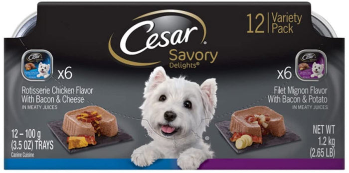 Cesar Canine Cuisine Savory Chicken & Steak Multi-Pack Wet Dog Food - 3.5 oz - Case of 24
