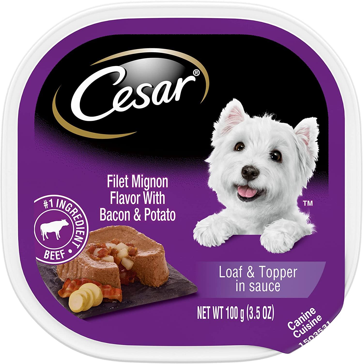 Cesar Canine Cuisine Savory Filet Mignon with Bacon and Potato Wet Dog Food - 3.5 oz - Case of 24  