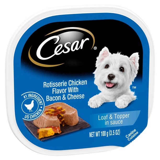 Cesar Canine Cuisine Savory Rotisserie Chicken Flavor with Bacon and Cheese Wet Dog Food - 3.5 oz - Case of 24  