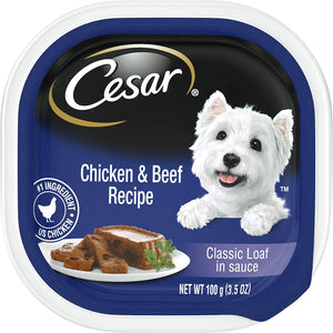 Cesar Canine Cuisine with Chicken & Beef in meaty juices Wet Dog Food - 3.5 oz - Case o...