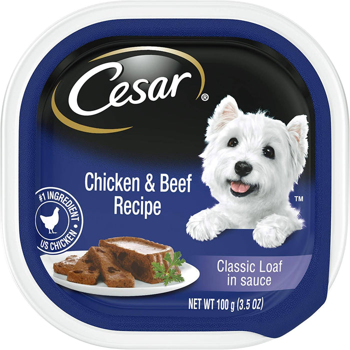 Cesar Canine Cuisine with Chicken & Beef in meaty juices Wet Dog Food - 3.5 oz - Case o...