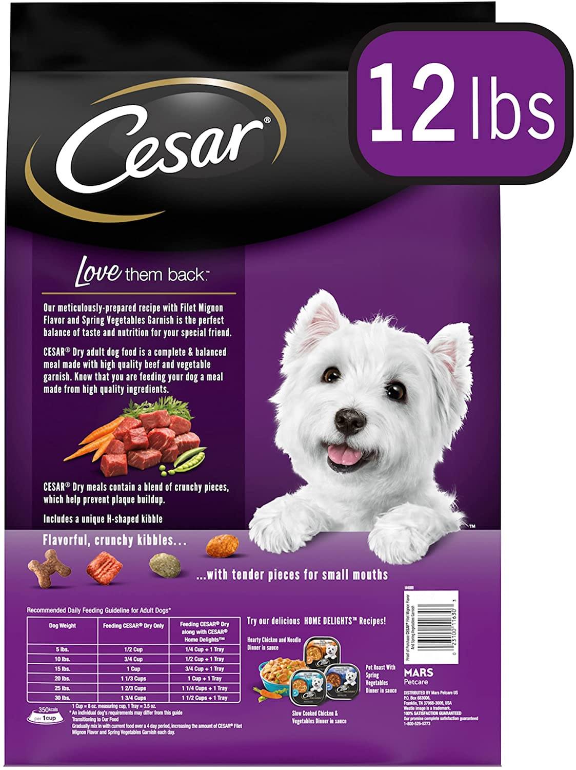 Cesar Dry Filet Mignon with Spring Vegetables Gourmet Dry Dog Food - 12 lb Bag  