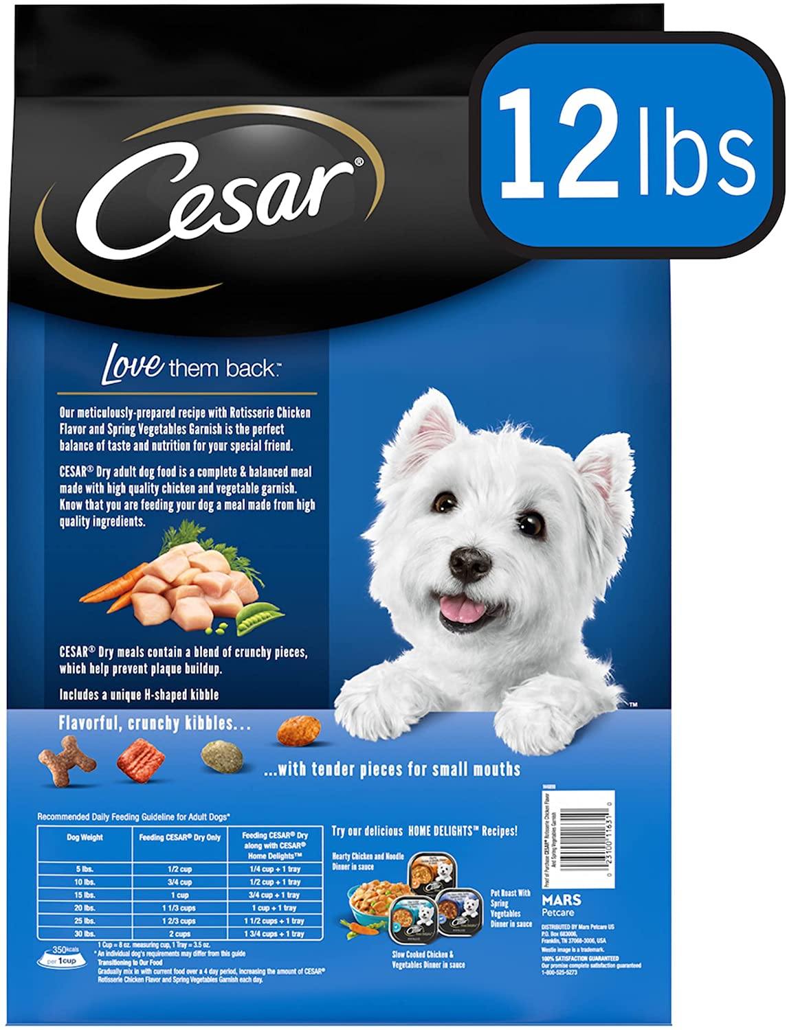 Cesar Dry Rotisserie Chicken Flavor Gourmet Dry Dog Food - 12 lb Bag  