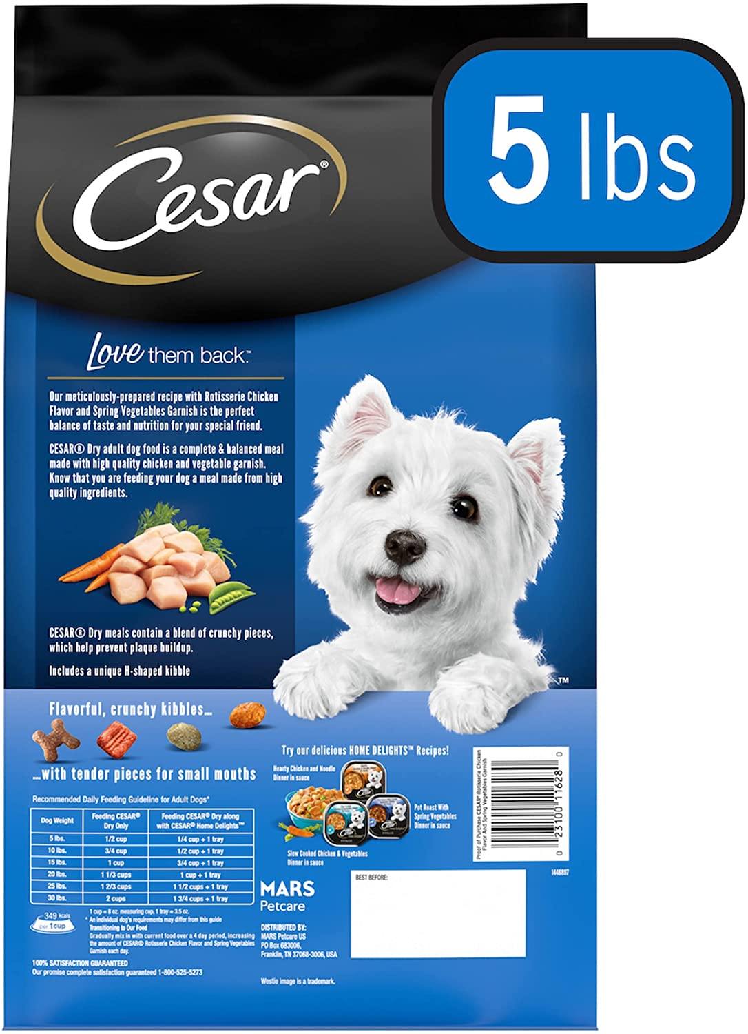 Cesar Dry Rotisserie Chicken with Spring Vegetables Gourmet Dry Dog Food - 5 lb Bag  