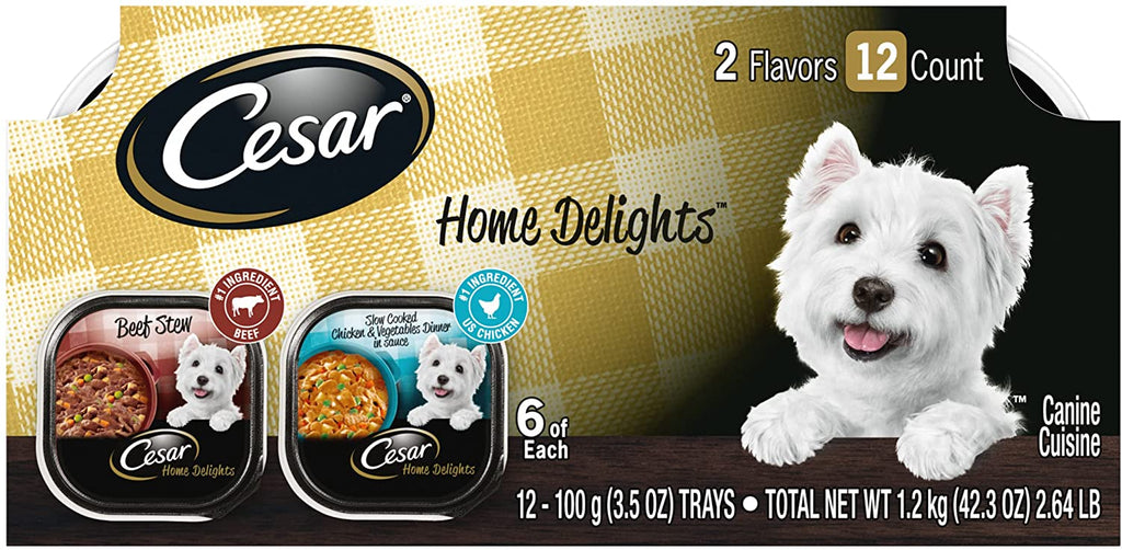 Cesar Homestyle Delights Beef Stew Chicken and Vegetables Multi-Pack Wet Dog Food - 3.5...