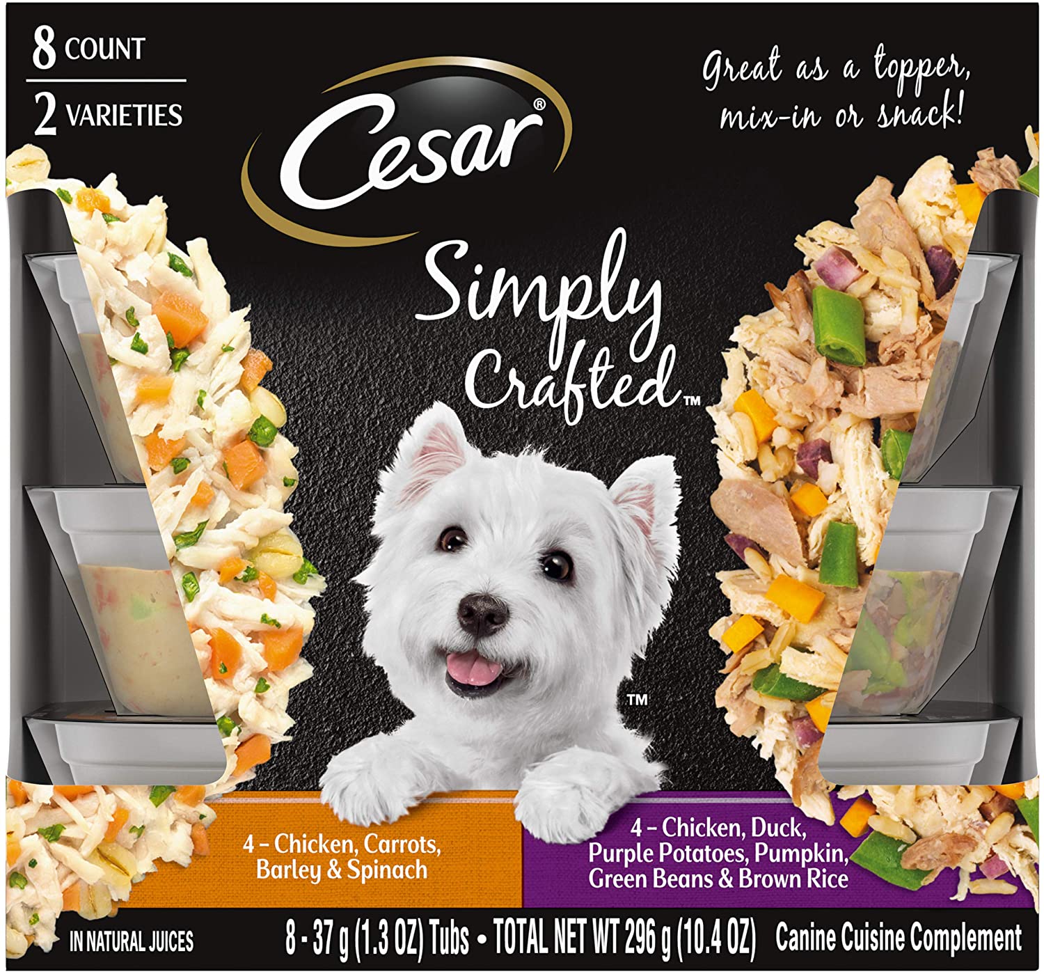 Cesar Simply Crafted Chicken & Duck Multipack Wet Dog Food - 1.3 oz - Case of 16  