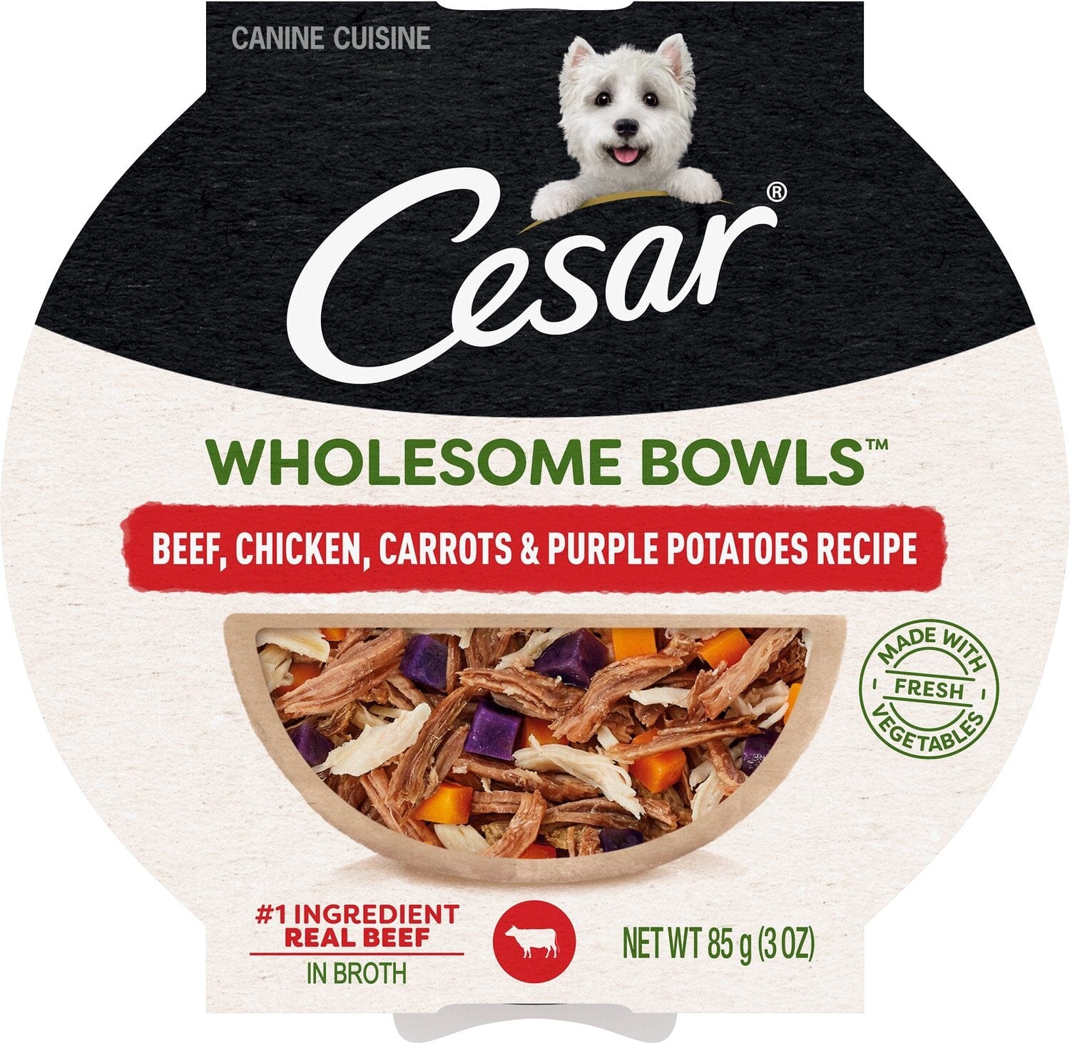 Cesar Wholesome Bowls Beef, Chicken, Purple Potatoes & Carrots Wet Dog Food - 3 oz - Case of 10  