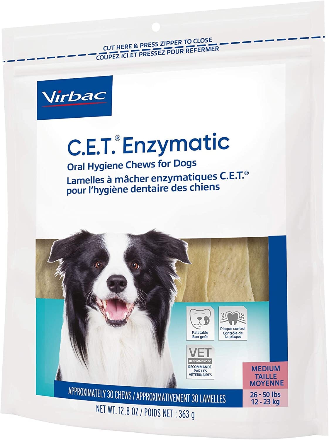 C.E.T. Enzymatic Oral Hygiene Chews for Dogs - Beef and Poultry - Medium - 30 Count  