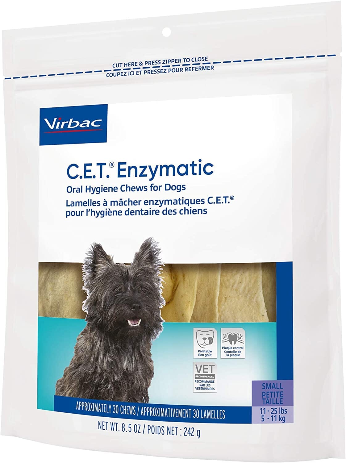 C.E.T. Enzymatic Oral Hygiene Chews for Dogs - Beef and Poultry - Small - 30 Count  