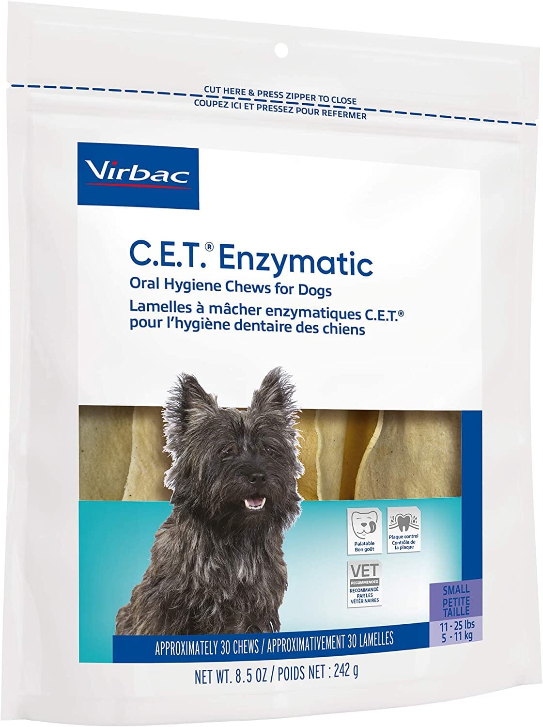 C.E.T. Enzymatic Oral Hygiene Chews for Dogs - Beef and Poultry - Small - 30 Count  