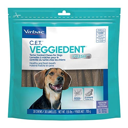 C.E.T. Veggiedent Tartar Control Dog Dental Dog Chews - Medium - 30 Count  