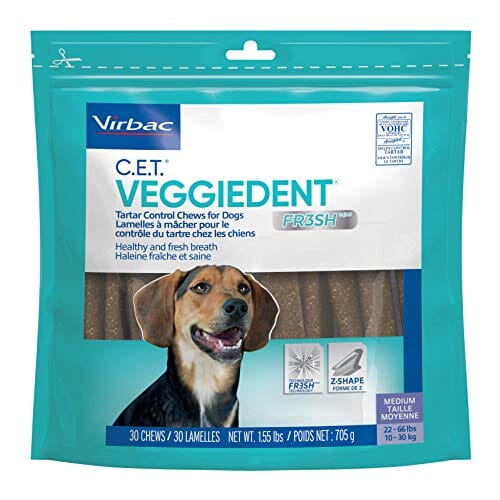 C.E.T. Veggiedent Tartar Control Dog Dental Dog Chews - Medium - 30 Count