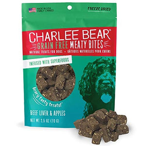 Charlee Bear Grain-Free Meaty Bites Soft and Chewy Dog Treats - Beef Liver and Appl - 2...