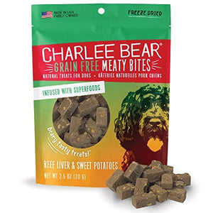 Charlee Bear Grain-Free Meaty Bites Soft and Chewy Dog Treats - Beef Liver and Sweet Po...