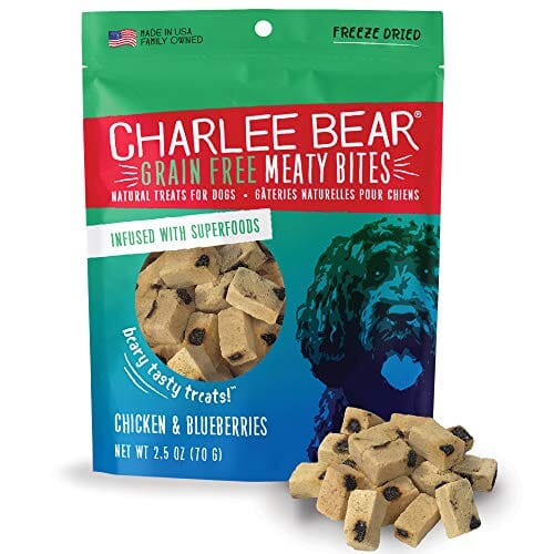 Charlee Bear Grain-Free Meaty Bites Soft and Chewy Dog Treats - Chicken and Blueberry -...