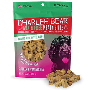 Charlee Bear Grain-Free Meaty Bites Soft and Chewy Dog Treats - Chicken and Cranberry -...