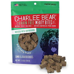 Charlee Bear Grain-Free Meaty Bites Soft and Chewy Dog Treats - Lamb and Blueberry - 2....