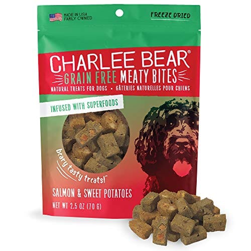 Charlee Bear Grain-Free Meaty Bites Soft and Chewy Dog Treats - Salmon and Sweet Potato - 2.5 Oz  