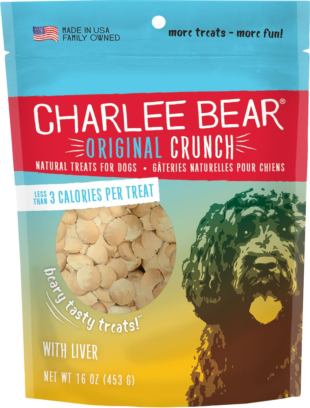 Charlee Bear Original Crunch Soft and Chewy Dog Treats - Chicken Liver - 16 Oz  