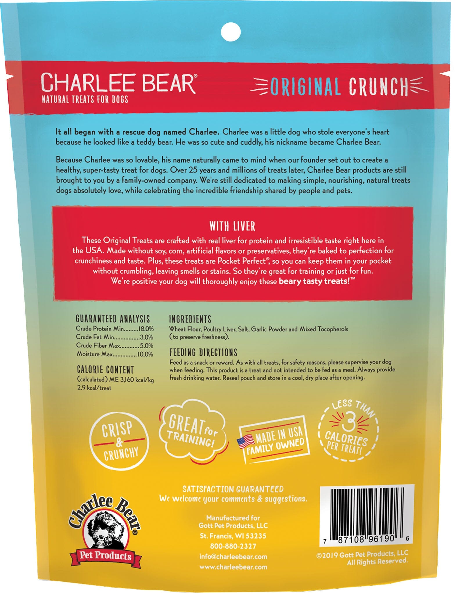 Charlee Bear Original Crunch Soft and Chewy Dog Treats - Chicken Liver - 16 Oz  