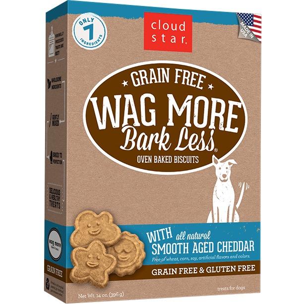 Cloud Star Grain-Free Wag More Bark Less Aged Cheddar Cheese Oven Baked Dog Biscuit Treats - 14 oz Box  