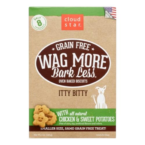 Cloud Star Grain-Free Wag More Bark Less Itty Bitty Chicken & Sweet Potato Oven Baked Dog Biscuit Treats - 7 oz Bag  