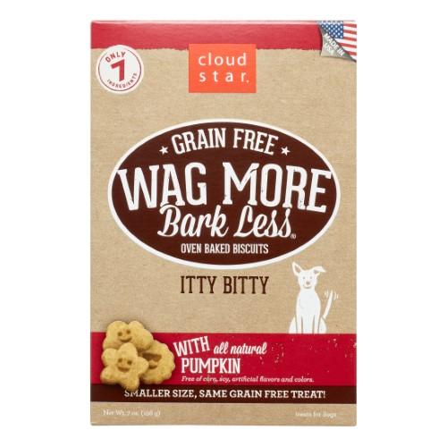 Cloud Star Grain-Free Wag More Bark Less Itty Bitty Pumpkin Oven Baked Dog Biscuit Treats - 7 oz Bag  