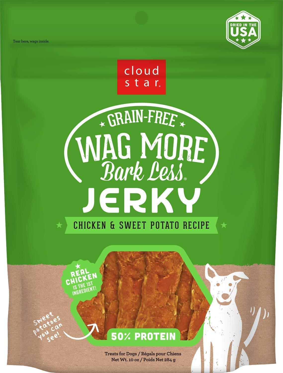 Cloud Star Wag More Bark Less Chicken & Sweet Potato Dog Jerky Treats - 10 oz Bag  