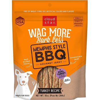 Cloud Star Wag More Bark Less Memphis Style BBQ Turkey Grilled Jerky Dog Jerky Treats - 10 oz Bag  