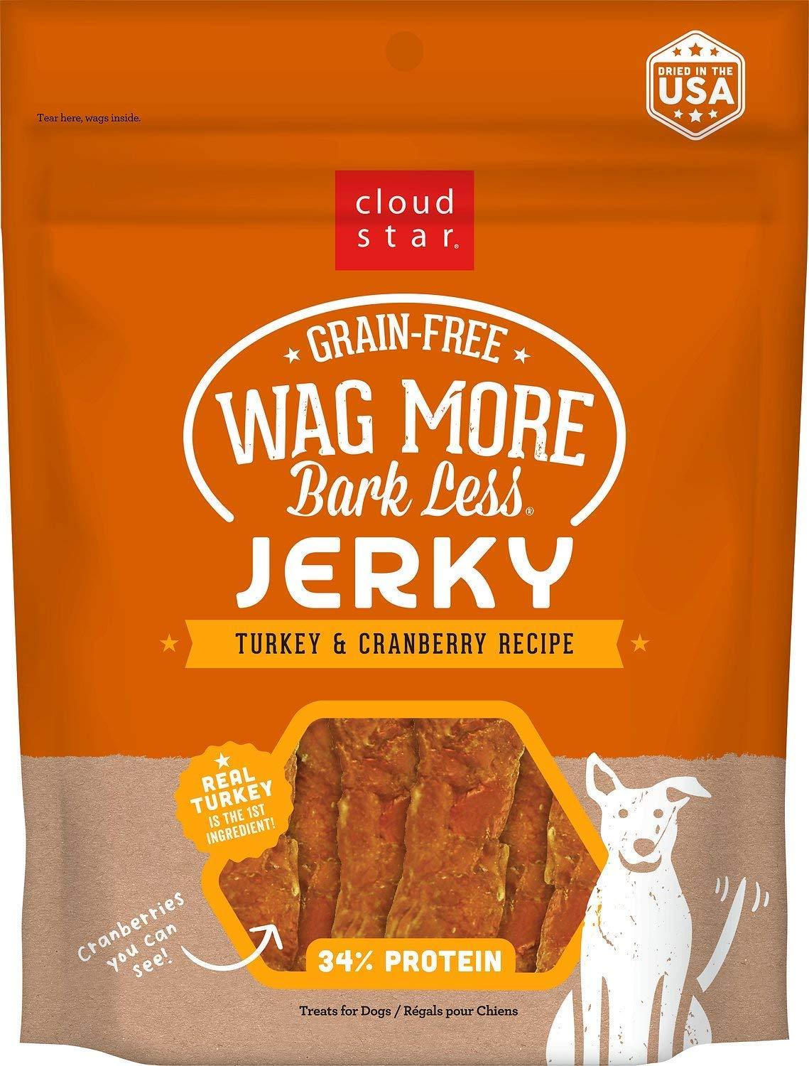 Cloud Star Wag More Bark Less Turkey & Cranberry Dog Jerky Treats - 10 oz Bag  