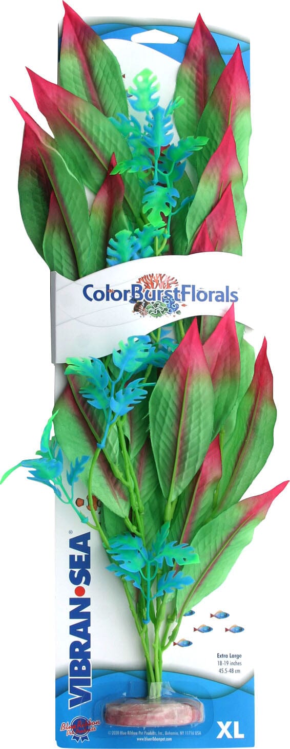 Colorburst Florals Amazon Sword Silk Style Plastic Aquarium Plant - Green - Extra Large  