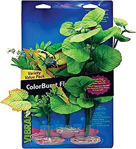 Colorburst Florals Broad Leaf Flowering Clusters Plastic Aquarium Plant - Multi - Large  