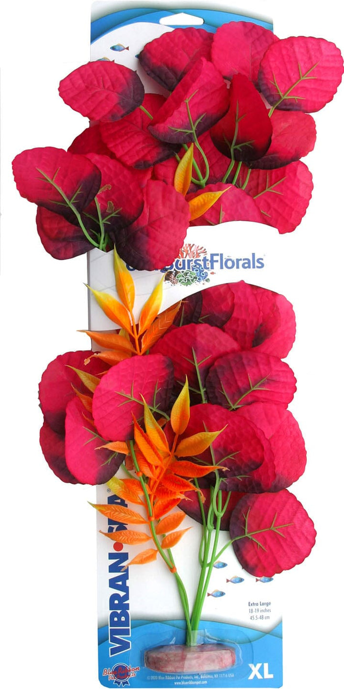 Colorburst Florals Broad Lily Leaf Silk Plastic Aquarium Plant - Red - Extra Large