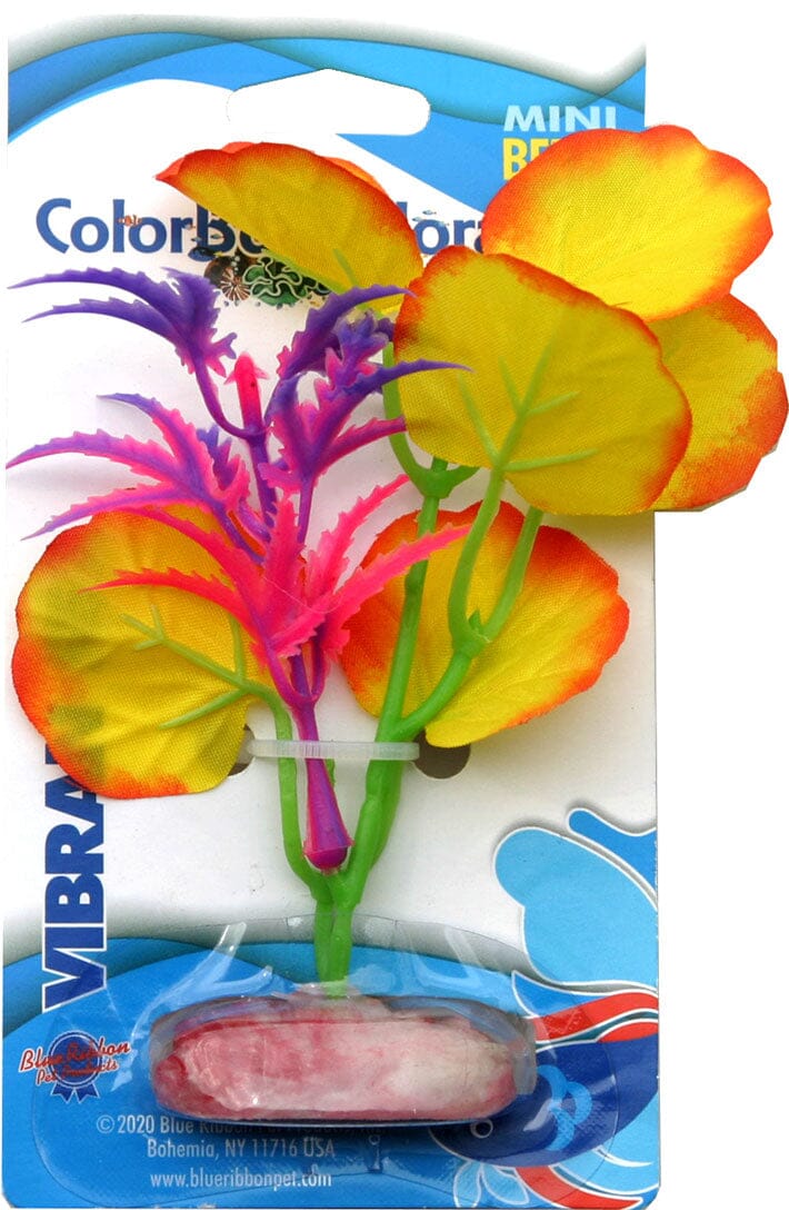 Colorburst Florals Broad Lily Leaf Silk Plastic Aquarium Plant - Yellow - Mini  