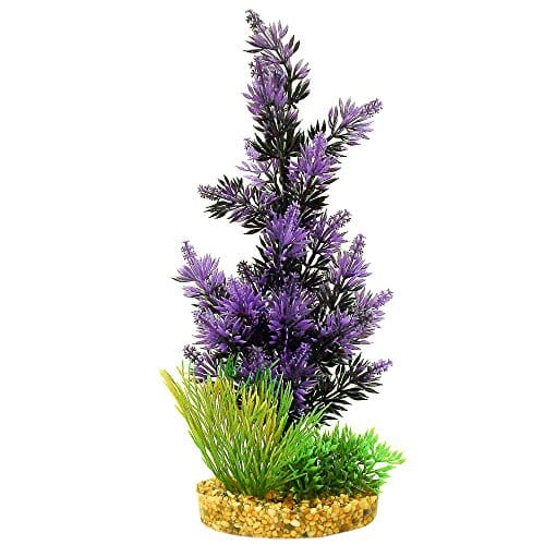Colorburst Florals Brush Plant Cluster Plastic Aquarium Plant - Black/Purple - Large  