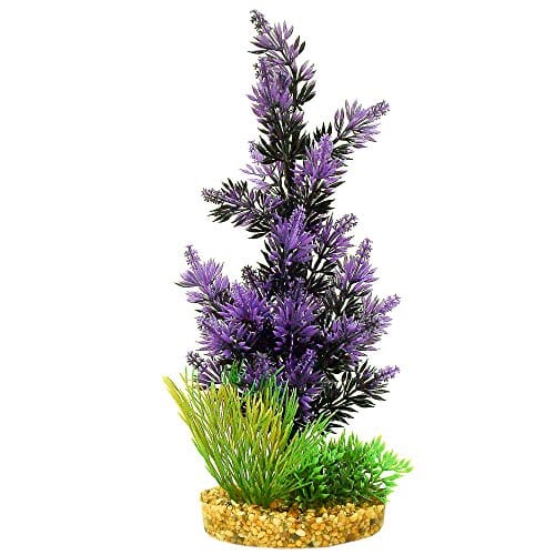 Colorburst Florals Brush Plant Cluster Plastic Aquarium Plant - Black/Purple - Large