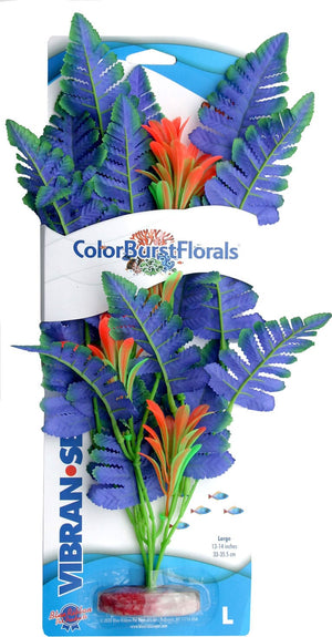 Colorburst Florals Butterfly Sword Silk Plastic Aquarium Plant - Blue - Large