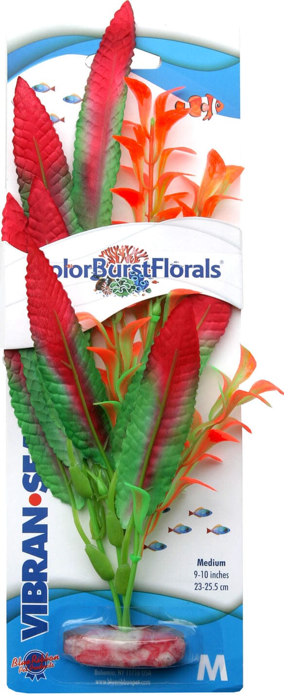 Colorburst Florals Crispus Silk Style Plastic Aquarium Plant - Red - Medium