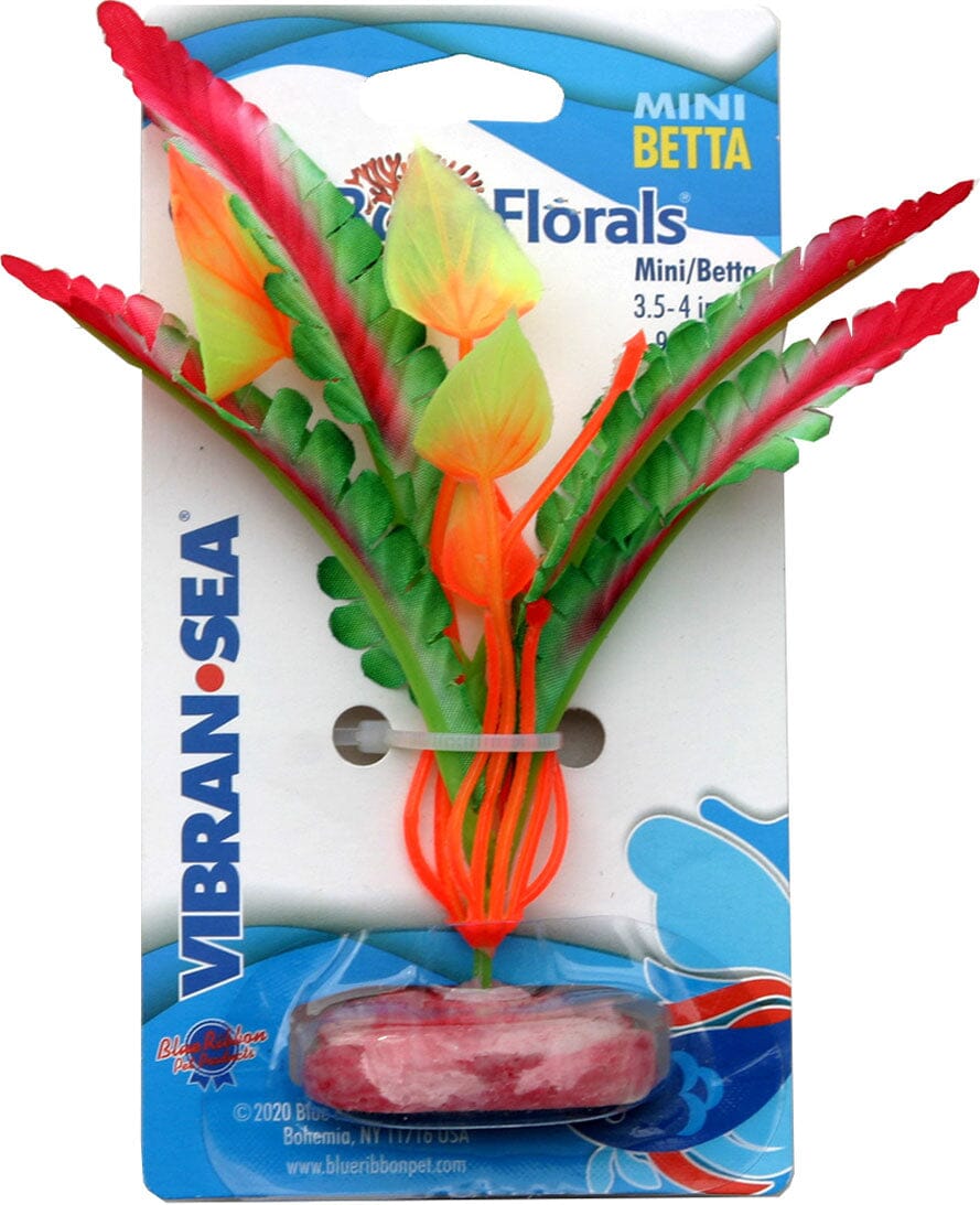 Colorburst Florals Ferndale Silk Style Plastic Aquarium Plant - Red - Mini  