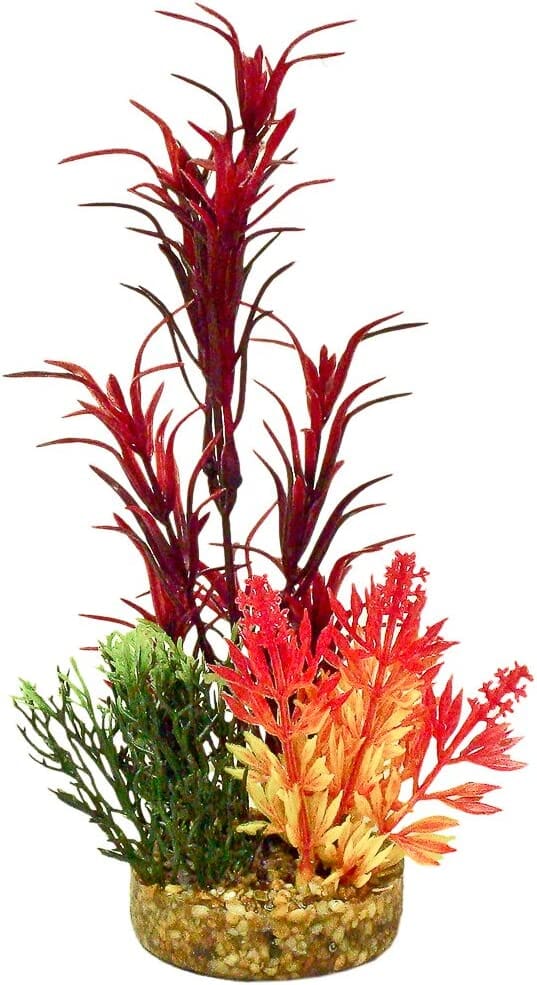 Colorburst Florals Garden Bouquet Plastic Aquarium Plant - Red - Medium