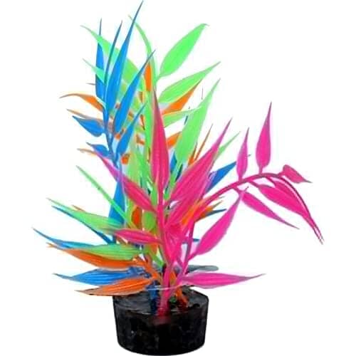 Colorburst Florals Needle Leaf Plastic Aquarium Plant - Glow
