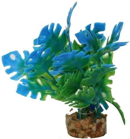 Colorburst Florals Philo Leaf Plastic Aquarium Plant - Blue - 1.25 X 1.25 X 3.25  