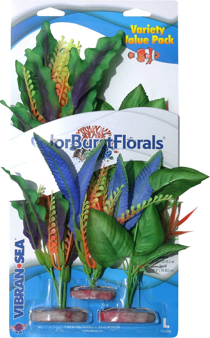 Colorburst Florals Plant Variety Pack Plastic Aquarium Plant - Multi - Large  