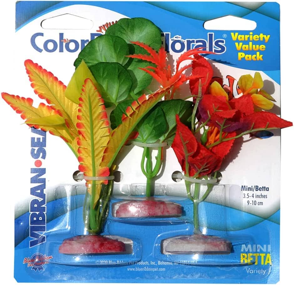 Colorburst Florals Plant Variety Pack Plastic Aquarium Plant - Multi - Mini  